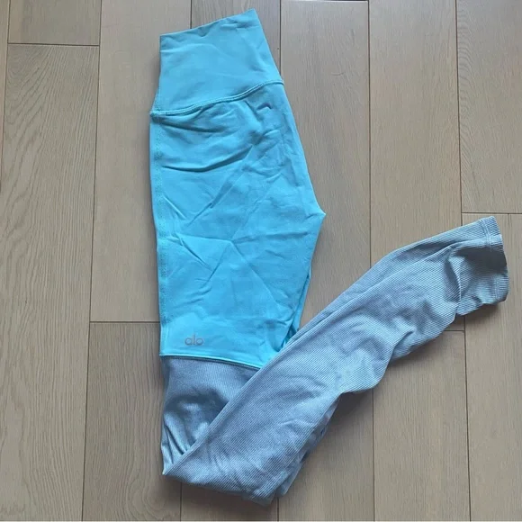 ALO Yoga High Waist Goddess Leggings Blue Quartz/Dove Gray Heather sz XS - Picture 4 of 6
